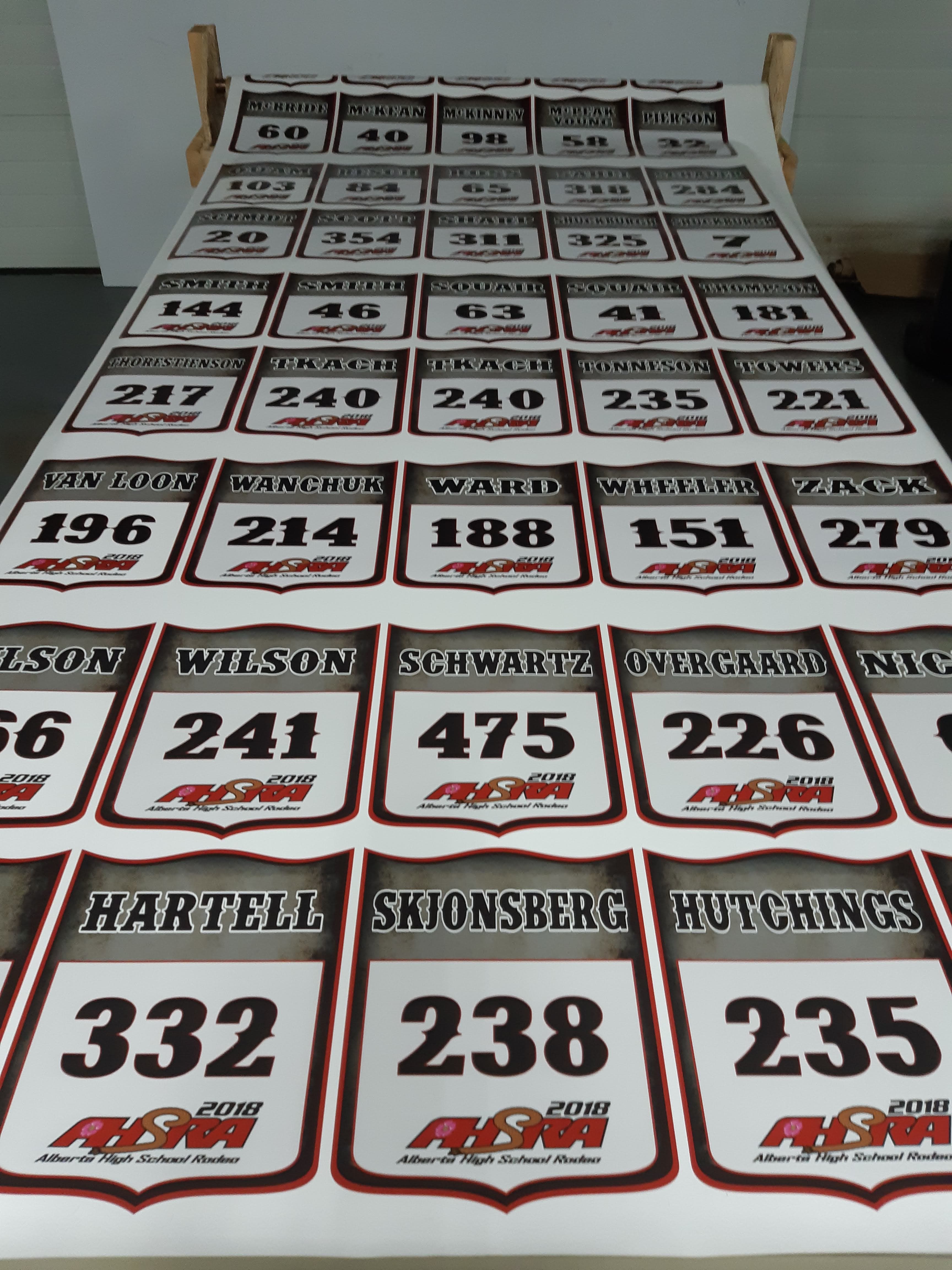 Print run of custom named back numbers